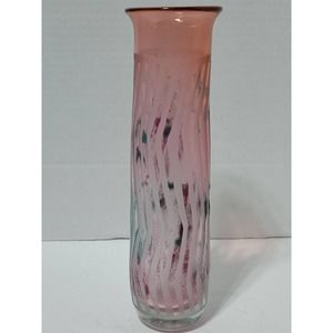 1990 JUDITH VIA WOLFF STUDIO ART GLASS CAMEO CUT FLOWER GLASS VASE ROCHESTER NY
